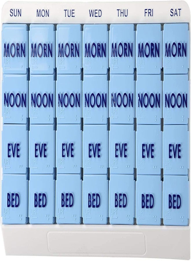 أبيكس منظم حبوب أسبوعي كبير من أبيكس - منظم حبوب أسبوعي، 4 مرات في اليوم، سهل الفتح، لتنظيم الأدوية أو الفيتامينات - Image 3